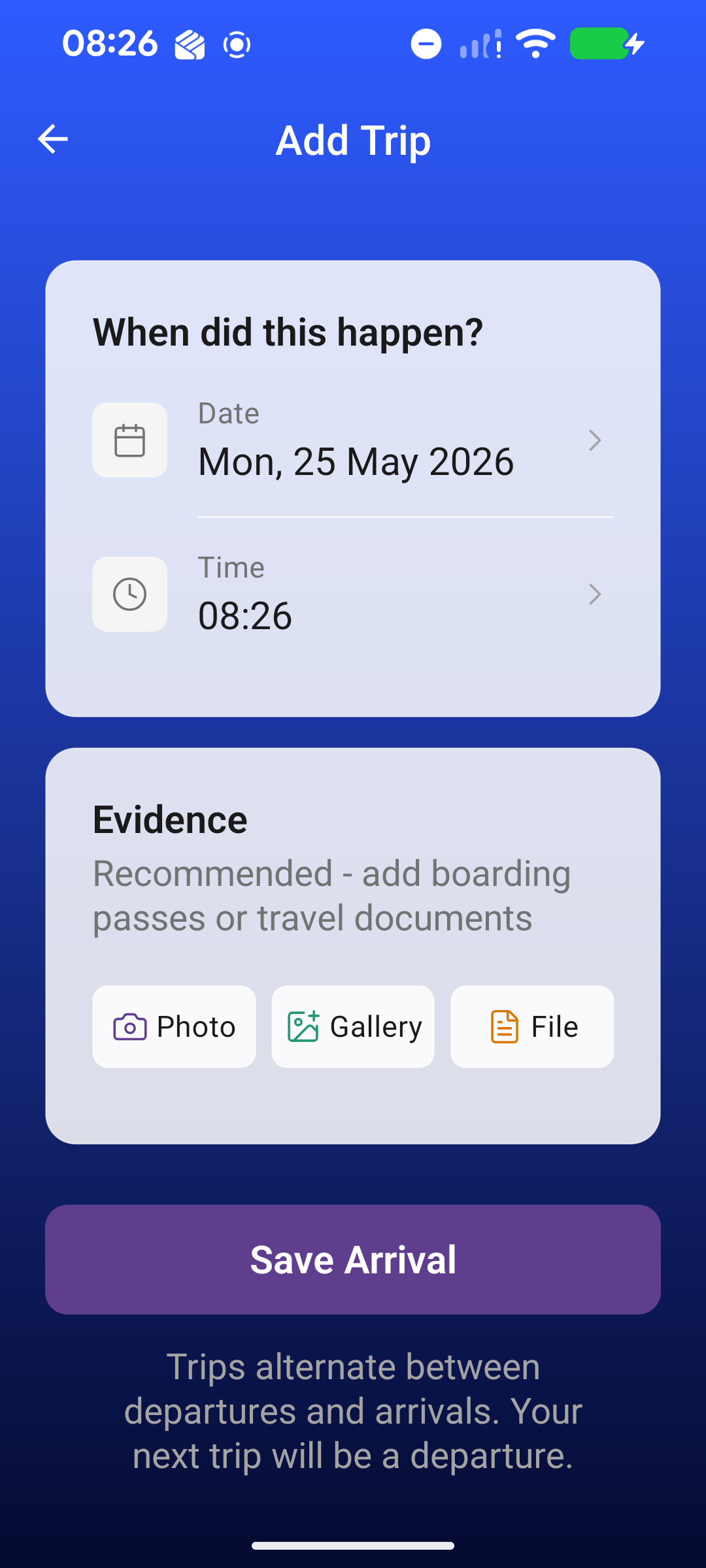 easySED evidence capture screen showing attached documents